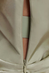 Dalia Off Shoulder Satin Maxi Dress - Sage