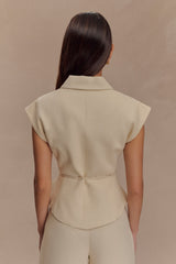 Andina Shortsleeve Linen Top - Natural Beige