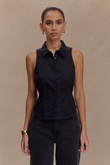 Selene Sleeveless Halter Shirt - Black
