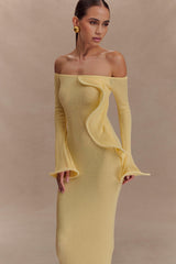 Sandrine Off Shoulder Knit Maxi Dress - Lemon