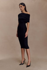 Zandie Cashmere Blend Knit Midi Dress - Black