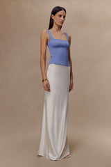 Aisling Ribbed Square Neck Sleeveless Top - Cornflower Blue