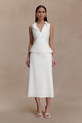 Yanina Cotton Halter Midi Dress - White