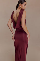 Bridget Slinky Cowl Back Top - Burgundy
