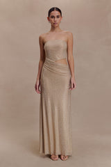 Starla Strapless Diamante Maxi Dress - Gold