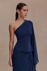 Vivica Slinky One Shoulder Top - Midnight Navy