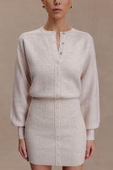 Xaden Wool Mix Knit Mini Dress - Oat Marle
