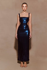 Adoria Sequin Cut Out Maxi Dress - Navy
