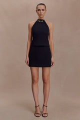 Abeda Cotton Top With Hardware - Black