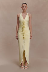 Alessandra Slinky Ruffle Maxi Dress - Lemon