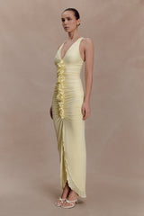 Alessandra Slinky Ruffle Maxi Dress - Lemon