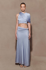 Adrienne One Shoulder Lurex Top - Pastel Blue
