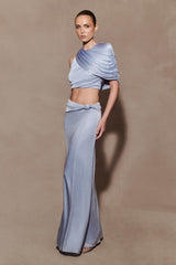Adrienne One Shoulder Lurex Top - Pastel Blue