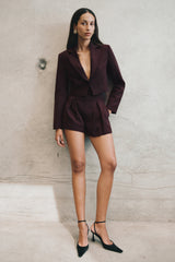 Simone Cropped Suiting Blazer - Dark Chocolate