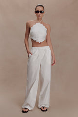 Kensley Broderie Halter Top - White