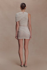 Adrienne One Shoulder Mesh Mini Dress - Polka Dot