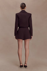 Simone Cropped Suiting Blazer - Dark Chocolate