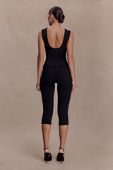 Kyra Open Back Scuba Crepe Top - Black