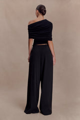 Sierra Asymmetrical Cashmere Blend Knit Top - Black