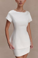 Adeline Short Sleeve Satin Top - White