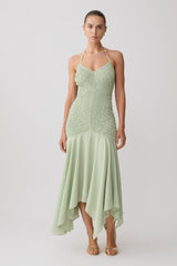 Evelyn Shirred Chiffon Maxi Dress - Sage