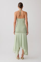 Evelyn Shirred Chiffon Maxi Dress - Sage