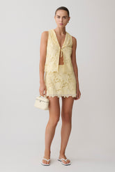Tessa Broderie Mini Skirt - Lemon
