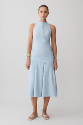 Emily Wrapped Waist Midi Dress - Sky Blue