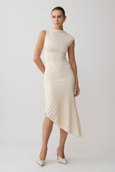 Milasandra Pleated Knit Dress - Ivory