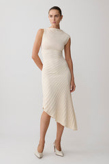 Milasandra Pleated Knit Dress - Ivory