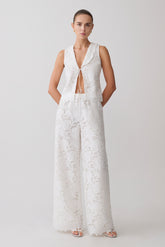 Tessa Broderie Straight Leg Pants - White