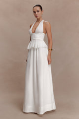 River Gathered Maxi Skirt - White