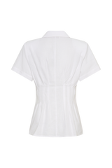 Selma Short Sleeve Linen Shirt - White