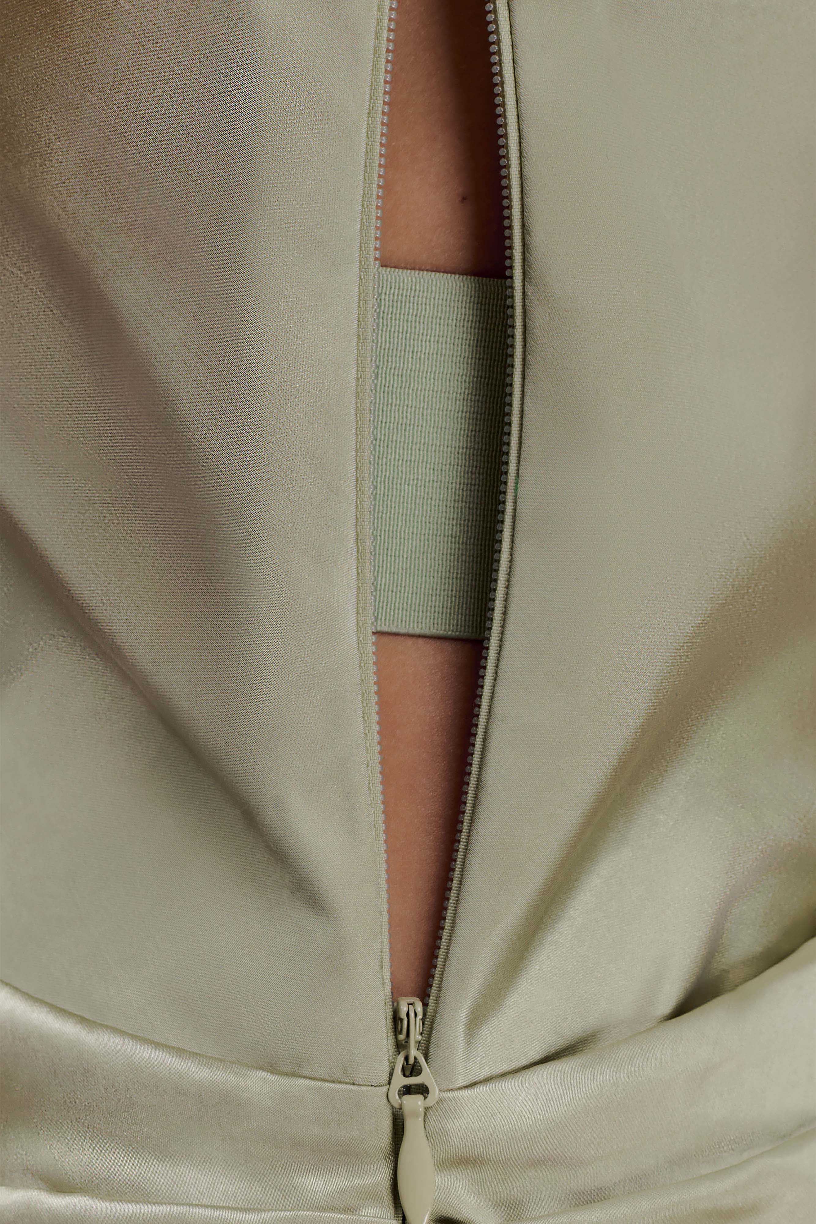 Dalia Off Shoulder Satin Maxi Dress - Sage