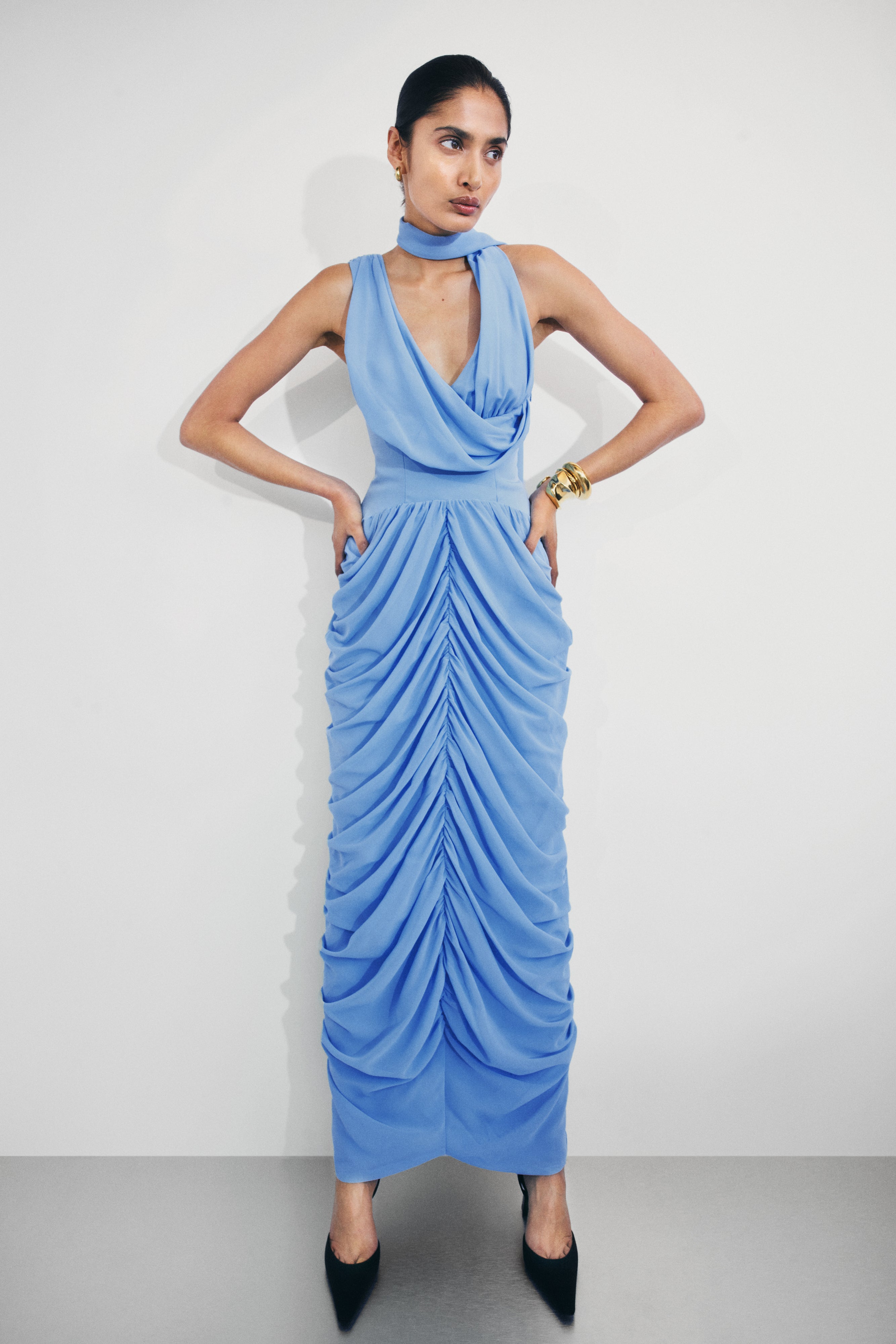 Alex Chiffon Maxi Dress - Blue