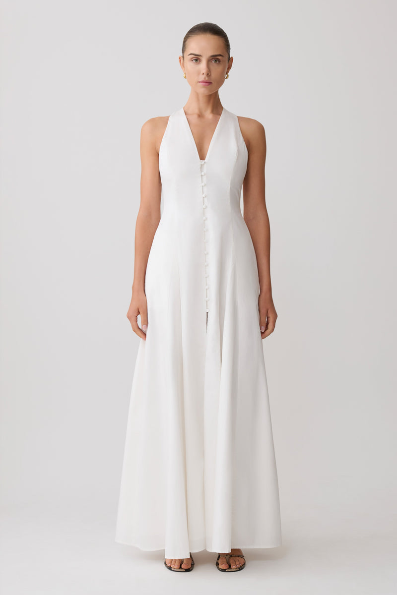 Sienna Button Down Maxi Dress - White