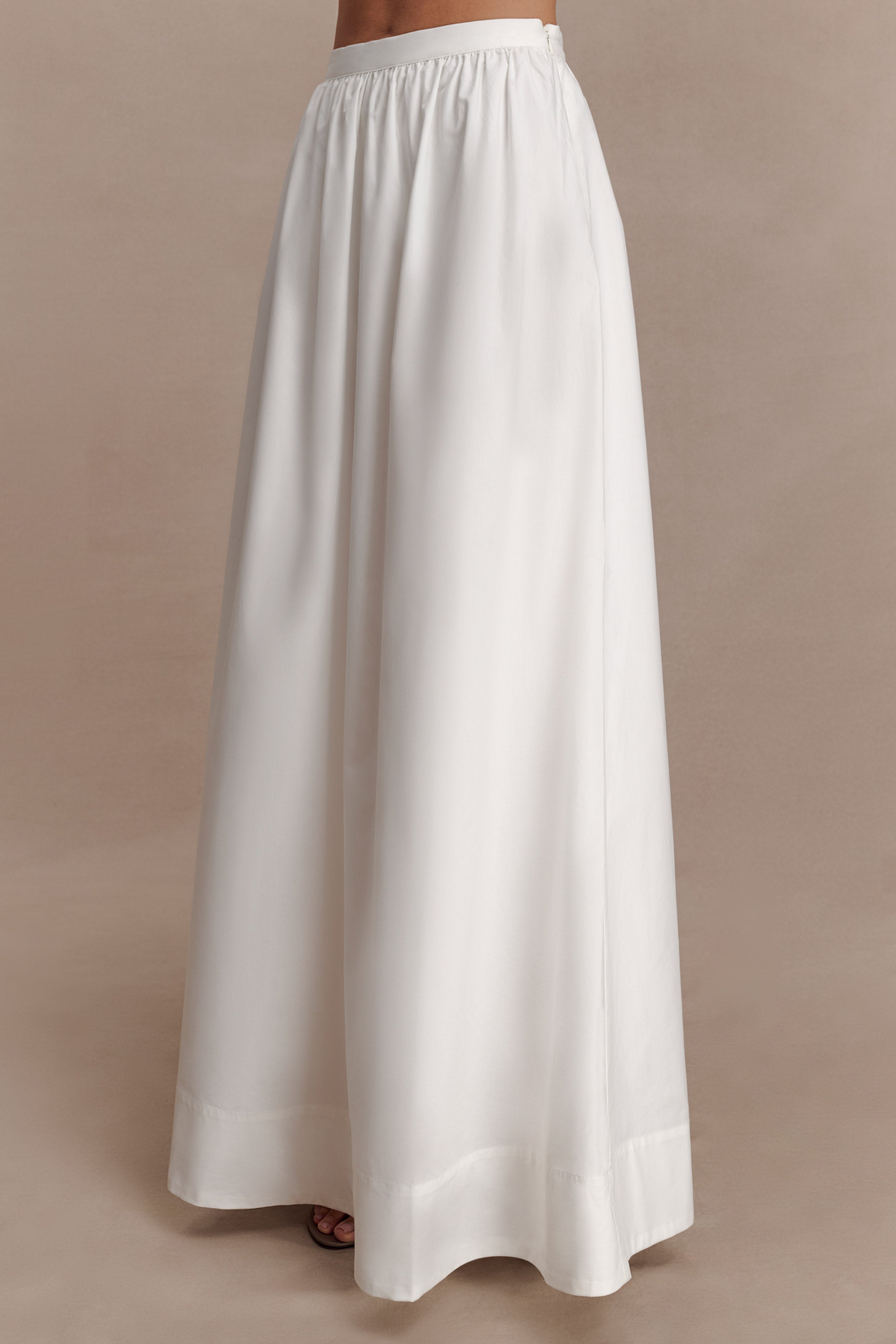 River Gathered Maxi Skirt - White