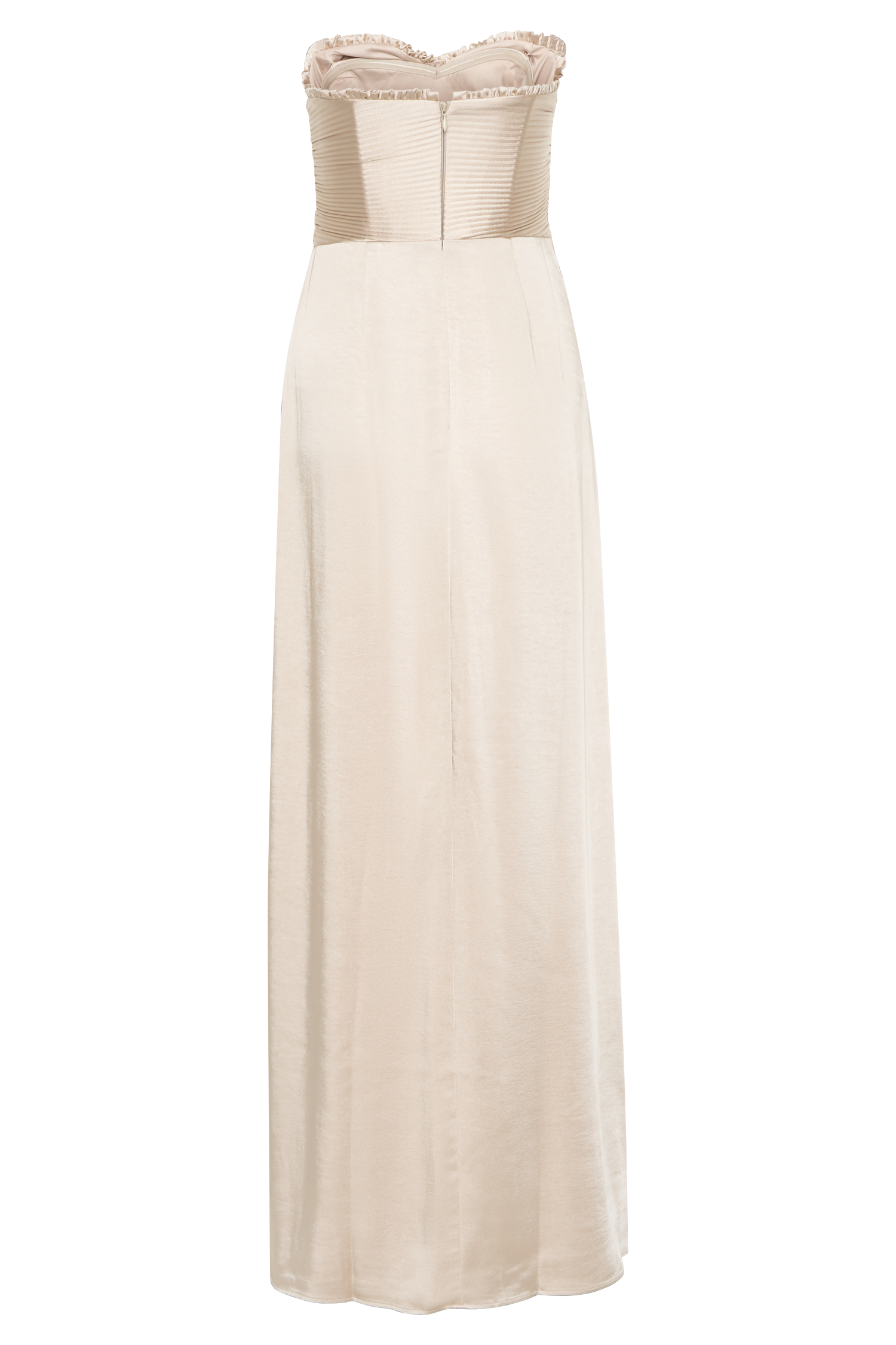 Larissa Satin Maxi Dress With Ruched Petals - Blush Gold
