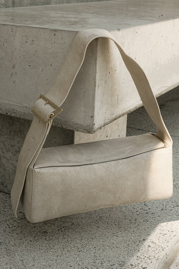 Maria Faux Suede Shoulder Bag - Stone