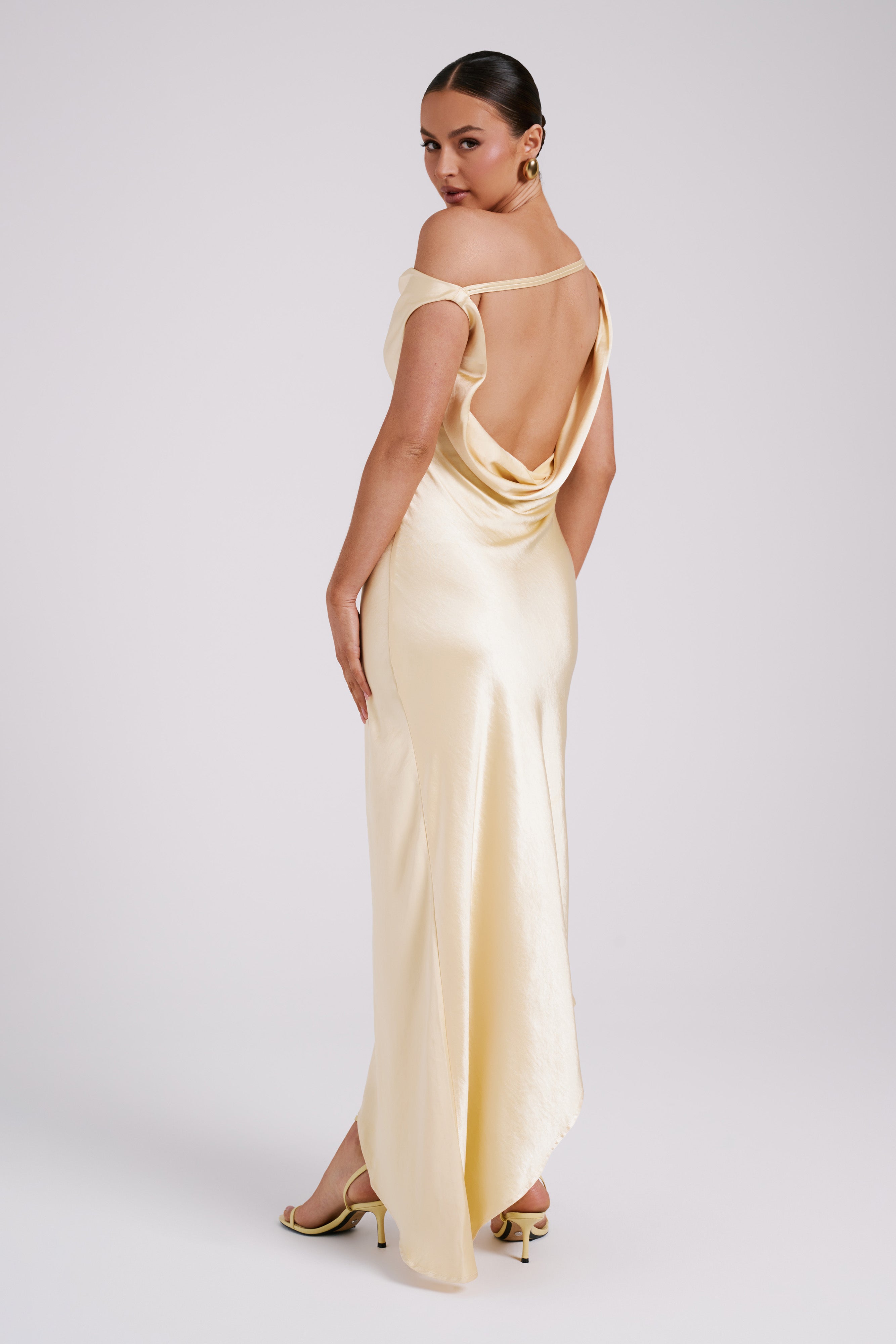 Yvette Slip Maxi Dress With Asymmetrical Hem - Butter